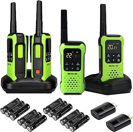 Retevis RT49P Floating Two Way Radio, IP67 Waterproof Walkie Talkies, Rechargeable 2 Way Radio, VOX, NOAA, Flashlight, SOS, for Kayaking, Fishing 4 Pack Green