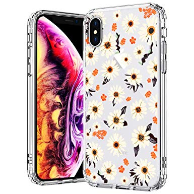 MOSNOVO Case for iPhone Xs/iPhone X, Girls Daisy Floral Flower Pattern Transparent Clear Design Plastic Back Phone Case with TPU Bumper Case Cover for Apple iPhone X/iPhone Xs