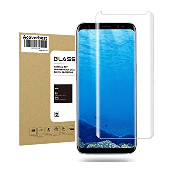 Galaxy S8 Tempered Glass Screen Protector , Acoverbest Screen Protector [9H Hardness] [HD Anti-Fingerprint] [ Bubble Free] [Scratch Proof] Screen Protector for Samsung Galaxy S8 Clear