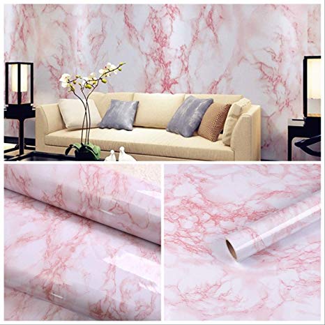 17.7"x78.7" Self-Adhesive White/Pink Marble Contact Paper Removable Wall Contact Paper Decor Decals Decoration Textured Panel Table Drawer Shelf Wall Crafts drawer contact paper wall paper decorations
