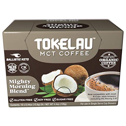 Tokelau Coffee Pods with MCT Oil Powder C8, Keto Coffee in Seconds, Get into Ketosis, Ketogenic Certified and Paleo Friendly, Mighty Morning Blend