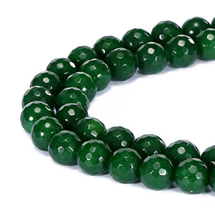 BRCbeads Gorgeous Natural Emerald Jade Gemstone Faceted Round Loose Beads 8mm Approxi 15.5 inch 45pcs 1 Strand per Bag for Jewelry Making