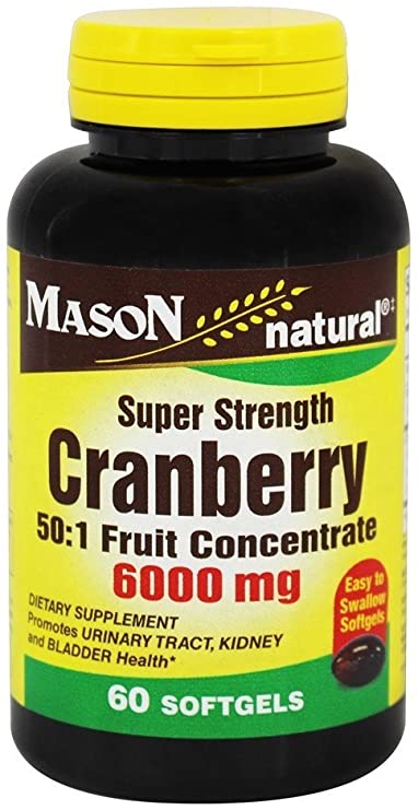 Mason Vitamins Cranberry Super Strength 50:1 Fruit Concentrate 6000mg Softgels, 60 Count