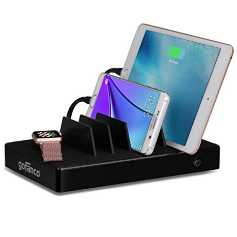 gofanco EdgeS 65W 7-Port USB Charging Station Dock(Black) for phones, tablets and wearable devices