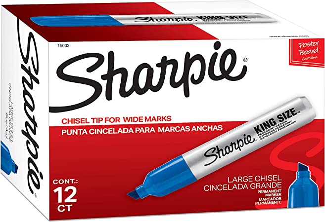 Sharpie 15003 King Size Permanent Marker, Blue, 12-Pack