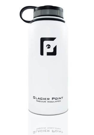 Best Vacuum Insulated Stainless Steel Water Bottle (32 OZ). Double Walled Construction. Powder Coat. Glacier Point