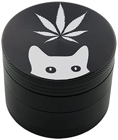 Micro Crusher Inc Leaf Cat Laser Etched Design 4pcs Large Size Herb Grinder with Free Scraper Item # ETCH-G012317-262