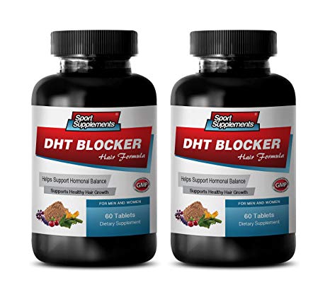 hair growth hair vitamins without biotin - DHT BLOCKER HAIR FORMULA - SUPPORT HEALTHY HAIR GROWTH - he shou wu for gray hair - 2 Bottles 120 Coated Tablets