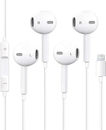 Sundix Apple Earbuds 2Pack [Apple MFi Certified] Wired Earphones (Built-in Microphone & Volume Control) Noise Canceling Isolating Headphones Compatible with iPhone 14/13/12/11/SE/X/XR/XS/8/7