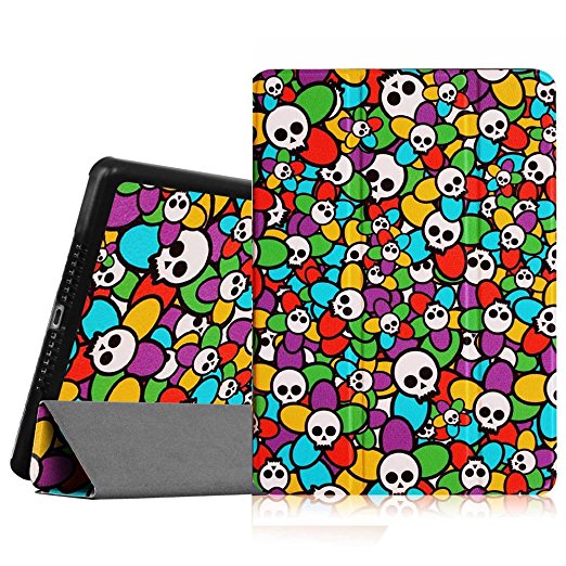 iPad Air 2 Case - Fintie SmartShell Case for Apple iPad Air 2 (iPad 6) 2014 Model, Ultra Slim Lightweight Stand with Smart Cover Auto Wake / Sleep Feature, Skull Flower