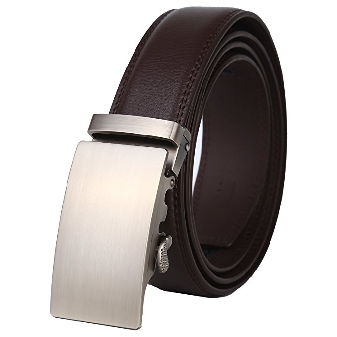 Dante Men's Leather Ratchet Dress Belt with Automatic Buckle