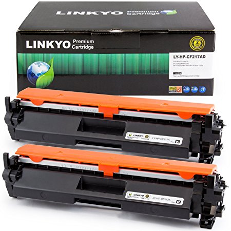 2-Pack LINKYO Replacement Toner Cartridge for HP 17A CF217A (Black)