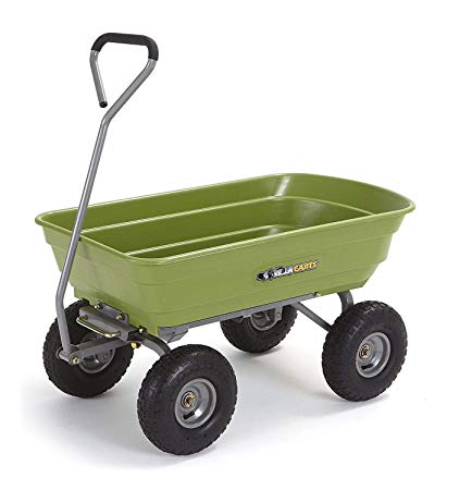 Gorilla Carts Poly Garden Dump Cart with Steel Frame and 10" Pneumatic Tires, 600-lbs. Capacity, Green (Pack of 1)