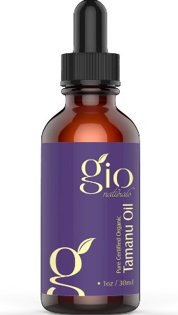 Gio Naturals Certified Organic Cold Pressed Tamanu Oil - Best Treatment for Dry Skin Eczema Acne Scars and Psoriasis 1 Oz