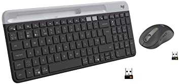 Logitech K580 Slim Multi-Device Wireless Keyboard for Chrome OS - Bluetooth/USB Receiver - Graphite, Medium (920-009210) & Signature M650 Wireless Mouse - for Small to Medium Sized Hands -Graphite