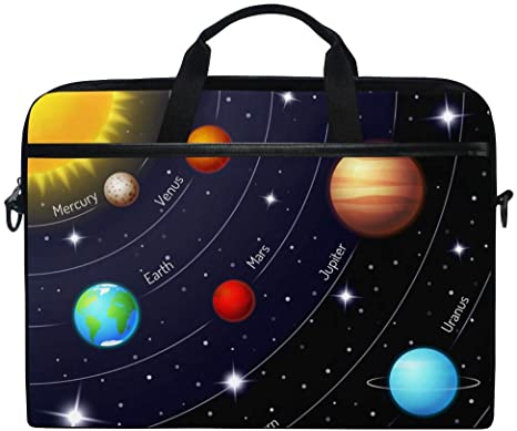 JOYPRINT Laptop Sleeve Case, Universe Space Galaxy Solar System 14-14.5 inch Briefcase Messenger Notebook Computer Bag with Shoulder Strap Handle for Men Women Boy Girls