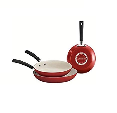 Tramontina 80151/585DS Ceramic-Reinforced Nonstick Fry Pan Set, 3 Piece, Red, Made in USA