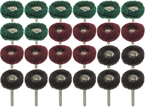 24pc POLISHING 1" ABRASIVE WOOL BUFFING WHEELS BRUSHES FOR DREMEL TOOLS 150/240/300 GRIT