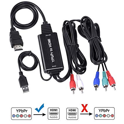 Component to HDMI Converter Cable, YPbPr to HDMI Converter, 5RCA RGB to HDMI Converter Supports 4K Video Audio Adapter HDMI V1.4 for DVD PSP Xbox 360 PS2 Nintendo to HDTV Monitor and Projecter