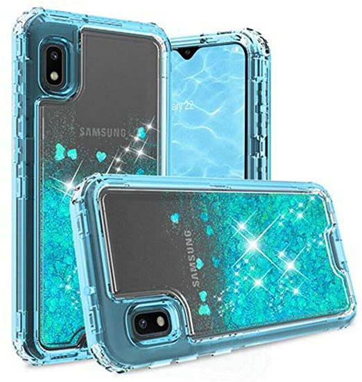 Wydan Case for Samsung Galaxy A10E - Liquid Glitter Bling Heavy Duty Hybrid Shockproof Phone Cover