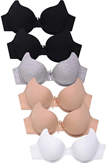 MaMia Women's Full Cup Push Up Lace Bras (Pack of 6)