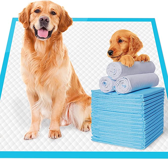 Midwest Puppy Pee Potty Large Training Pads (50 Pieces) [Updated Adhesive Floor Strips] for Large Senior Dogs Super Absorbent Gel Mat & Won’t Leak Size 60 * 90 cm White Color Pads