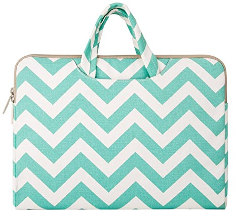 Mosiso Chevron Style Canvas Fabric Briefcase Carrying Case for 13-13.3 Inch MacBook Pro, MacBook Air, Notebook Computer, Hot Blue