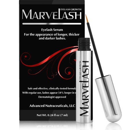 Best Eyelash Growth Serum: MARVELASH | Grows Eyelashes & Eyebrows Fast! For Thicker Longer Stronger Lashes & Fuller Brows - Get Long Dark Sexy Lashes in Just 4 Weeks |Rapid Lash Stimulator Thickener and Enhancer with Pentapeptide-17 & Biotin (7ml)