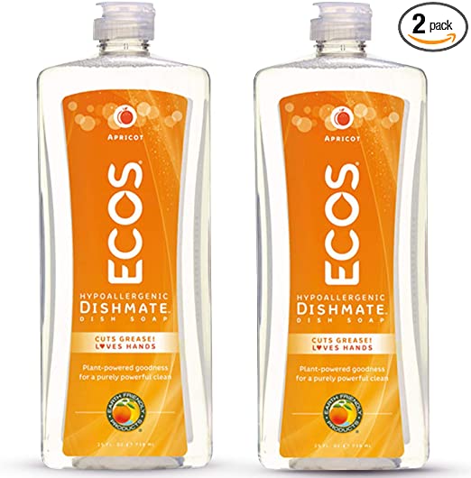 Earth Friendly Products ECOS Dishmate Dish Liquid, Apricot 25 oz. (Pack of 2)