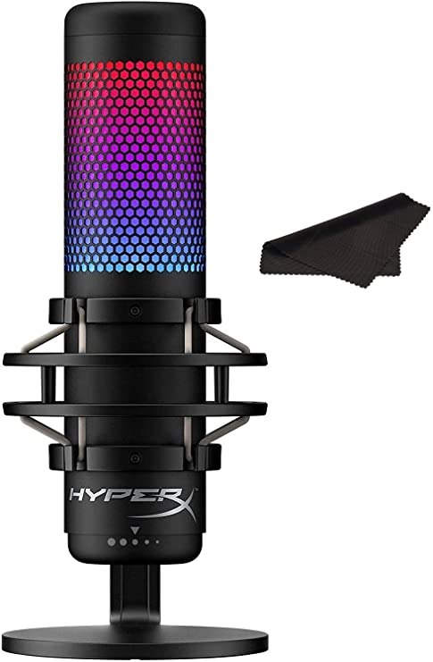 HyperX Newest QuadCast S - RGB USB Condenser Microphone for PC, PS4, Mac, Gaming, Streaming, Podcasts, Twitch, YouTube with GalliumPi Microfiber Cloth