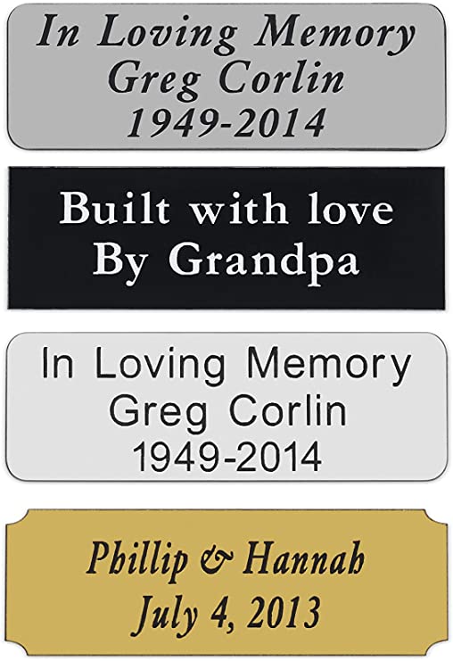Custom Personalized Engraved Name Plate Custom Engraving with Adhesive Backing, Size 1" x 3"