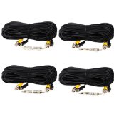 VideoSecu 4 Pack 100ft Feet BNC Video Power Cables Pre-made All-in-One Security Camera Extension Wires Cords with Free BNC RCA Connectors for CCTV DVR Home Surveillance System C18