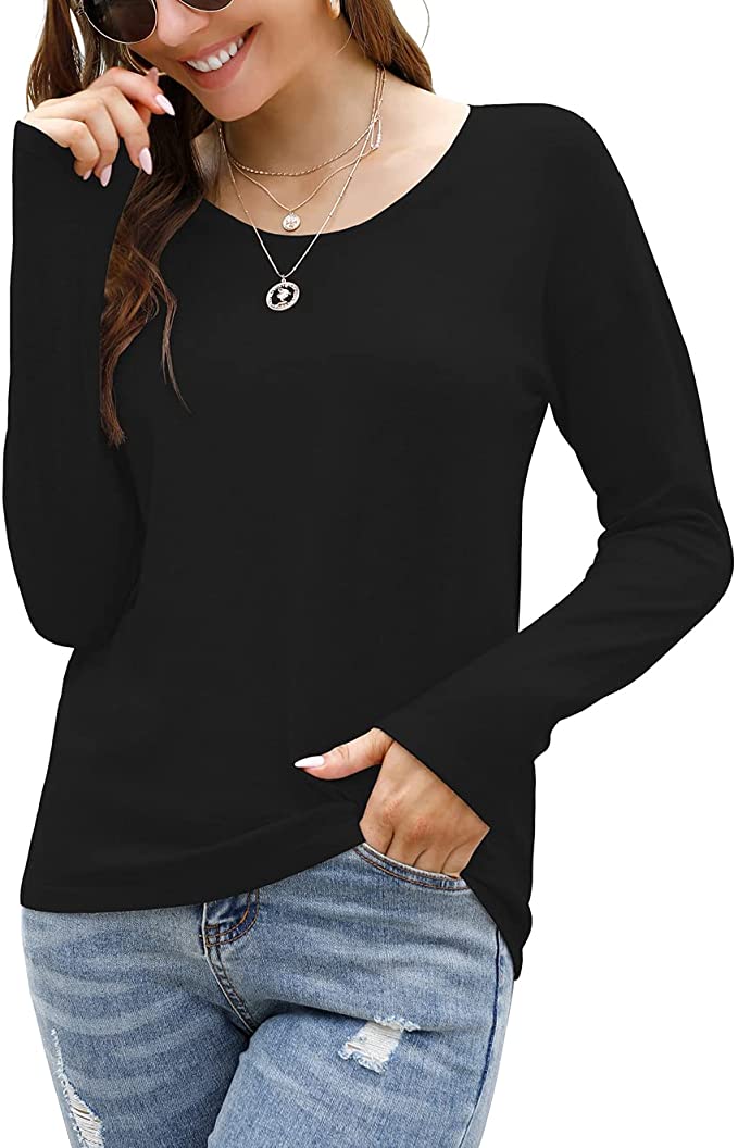 JINKESI Women's Casual Lightweight Crew Neck Long Sleeve Knit Top Loose Pullover Sweater