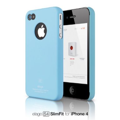 elago S4 Slim Fit Case for ATampT and Verizon iPhone 4  Soft Feeling - SF Pastel Blue  Logo Protection Film included