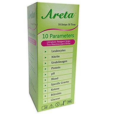 Areta 10 Parameter (10SG) Urinalysis Reagent Test Strips 50 Strips