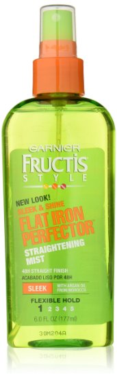 Garnier Fructis Style Sleek & Shine Flat Iron Perfector Straightening Mist 48 Hour Finish, 6 Fluid Ounce