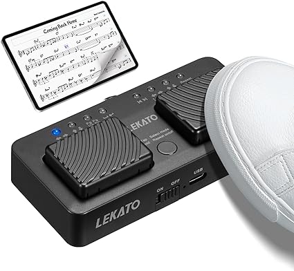 LEKATO Wireless Page Tuner Bluetooth Page Turner Pedal with Compact Design Silent Sheet Music Page Turner Rechargeable Sheet Music Reading Controller for Ipad Tablet Smartphone