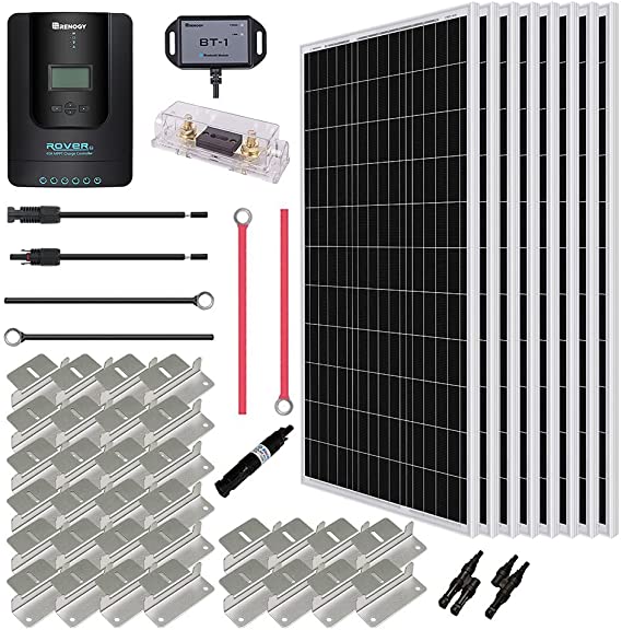 Renogy 800 Watt 24V Premium Bluetooth Module Fuse Mounting Z Brackets Adaptor Kit Tray Cables Set, 800W 40A MPPT, Off-Grid Solar Power System