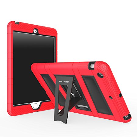 iPad Mini 1 / 2 / 3 Case, MoKo Silicone   Black Hard Polycarbonate Protector with Foldable Stand Cover Case for Mini 3, Mini 2 and Mini (2012 1st gen), RED (Will not fit iPad Mini 4)