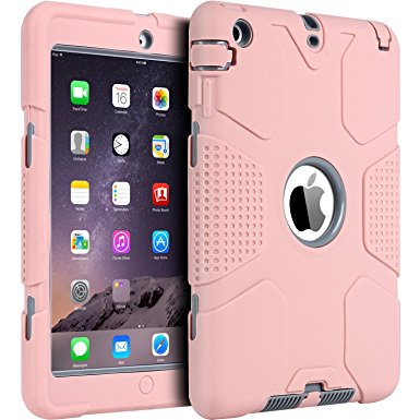 iPad mini Case, iPad mini 2 Case,iPad mini 3 Case,iPad mini Retina Case, BENTOBEN Hard PC Soft Silicone Hybrid Anti-slip Shockproof Protective Case Cover for iPad mini 1/2/3 Retina,Rose Gold