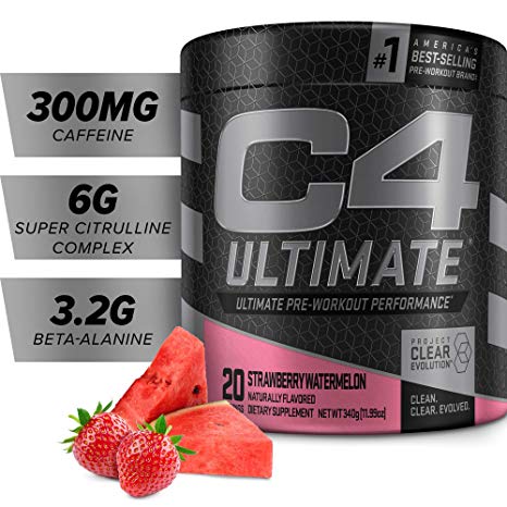 C4 Ultimate Pre Workout Powder Strawberry Watermelon | Sugar Free Preworkout Energy Supplement for Men & Women | 300mg Caffeine   3.2g Beta Alanine   2 Patented Creatines | 20 Servings