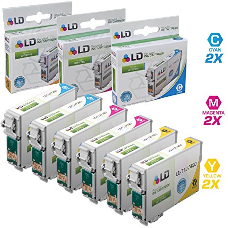 LD Products Remanufactured Ink Cartridge Replacement for Epson T127 ( Cyan,Magenta,Yellow , 6-pack)