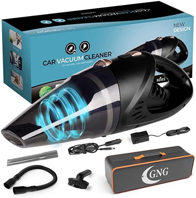 Handheld Car Vacuum Cleaner 12v Portable Cordless Vacuum with Car & Wall Rechargeable Lithium-ion, Black Detailing Vacuum Cleaners for Wet and Dry
