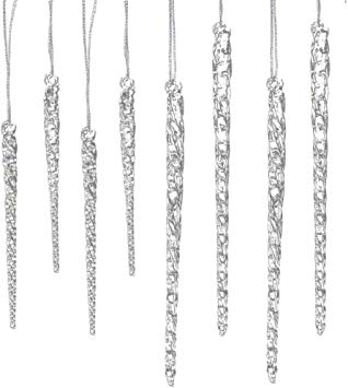 glasburg 24 Pieces 3.5"-5.5" Twisted Clear Glass Icicle Christmas Ornaments