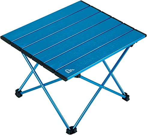 iClimb Ultralight Compact Camping Alu. Folding Table with Carry Bag, Two Size (Blue - S)