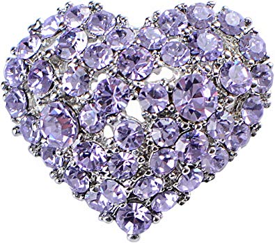 ALILANG Womens Crystal Rhinestone Valentine Heart Love Brooch Pin