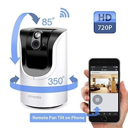 Zmodo 10 Megapixel 1280 x 720 Pan and Tilt Smart Wireless IP Network Security Camera Easy Remote Access Two-way Audio