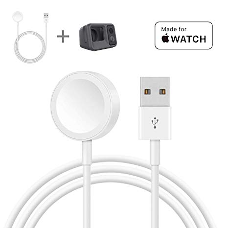 Charger for Apple Watch, [ 2 in 1] Silicone Stand Scratch-Free with Lightweight Magnetic Charging Cable for Apple Watch All Series 4 3 2 1 All 38mm 40mm 42mm 44mm (1m/3.2ft, Cable/Stand Included)