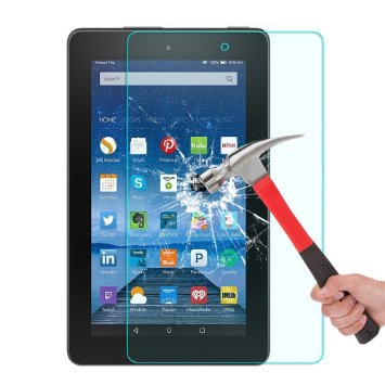 Omoton Scratch Resist Tempered Glass Screen Protector for Amazon Fire 7-inch Tablet(5th Generation)