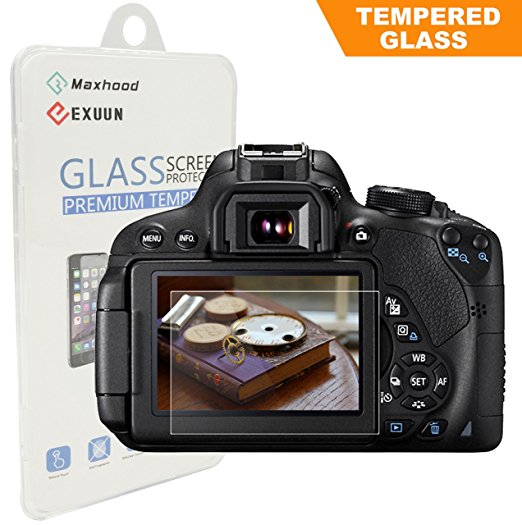 Canon EOS Rebel T7i T6i T5i 800D 700D 750D LCD Tempered Glass Screen Protector, Exuun Optical 9H Hardness 0.33mm Ultra-Thin DSLR Camera Tempered Glass for Canon T5i T6i T7i